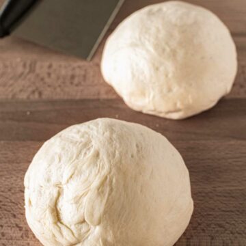 Two balls of easy to make pizza dough