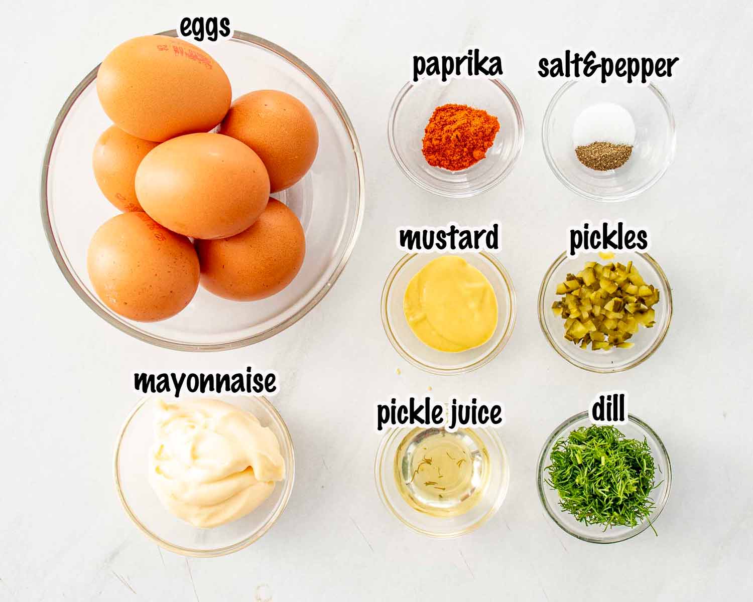 ingredients needed to make southern deviled eggs.