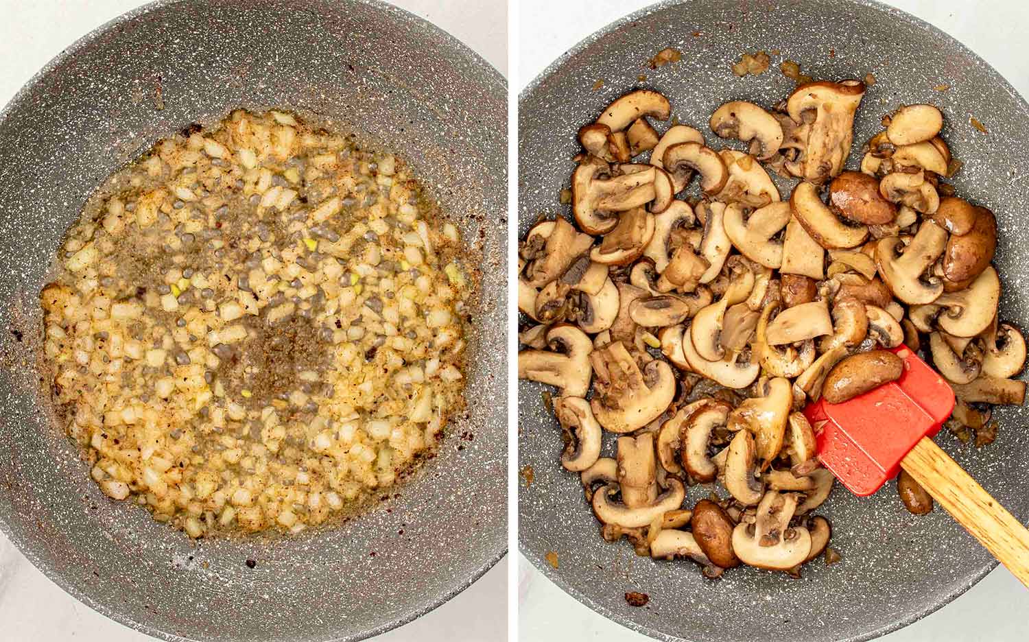 process shots showing how to make swedish meatball stroganoff of process shots.