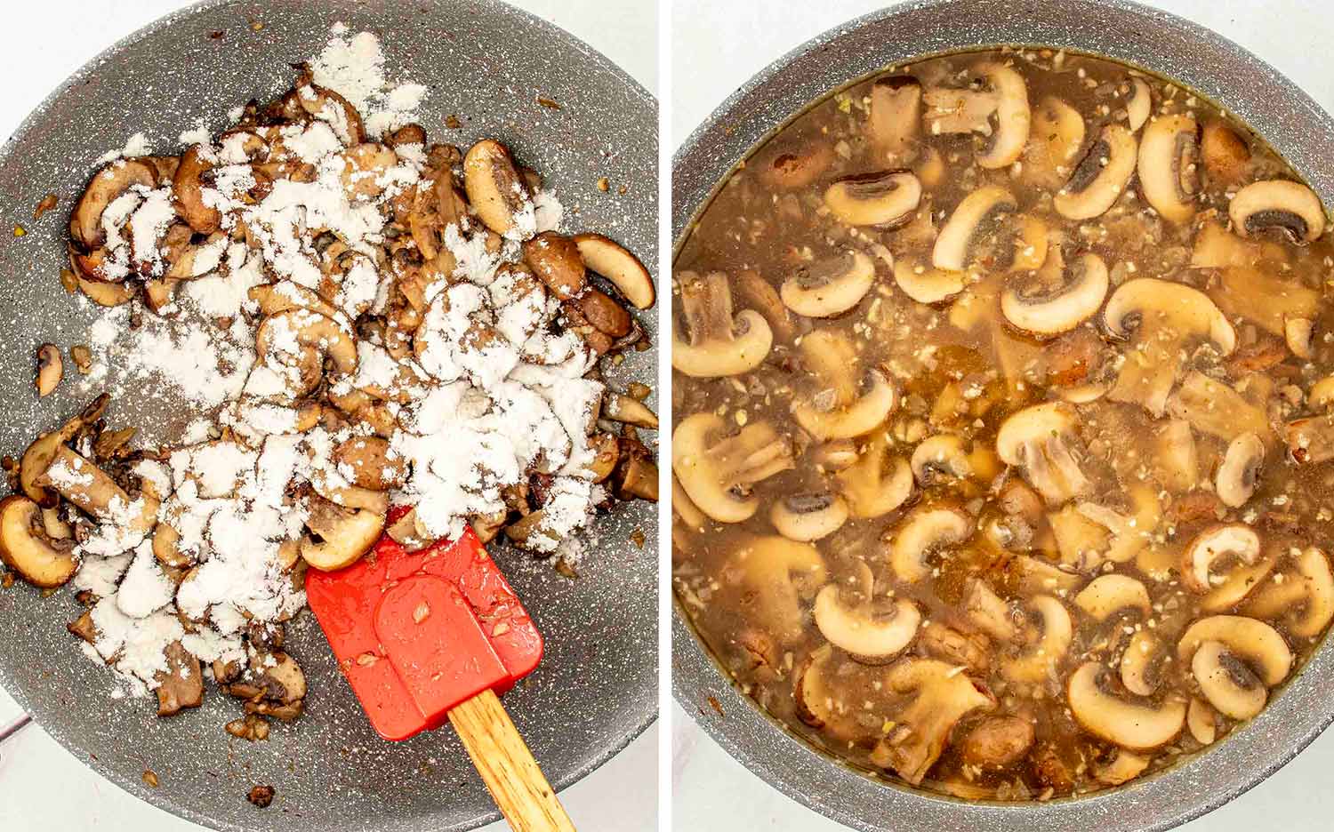 process shots showing how to make swedish meatball stroganoff of process shots.