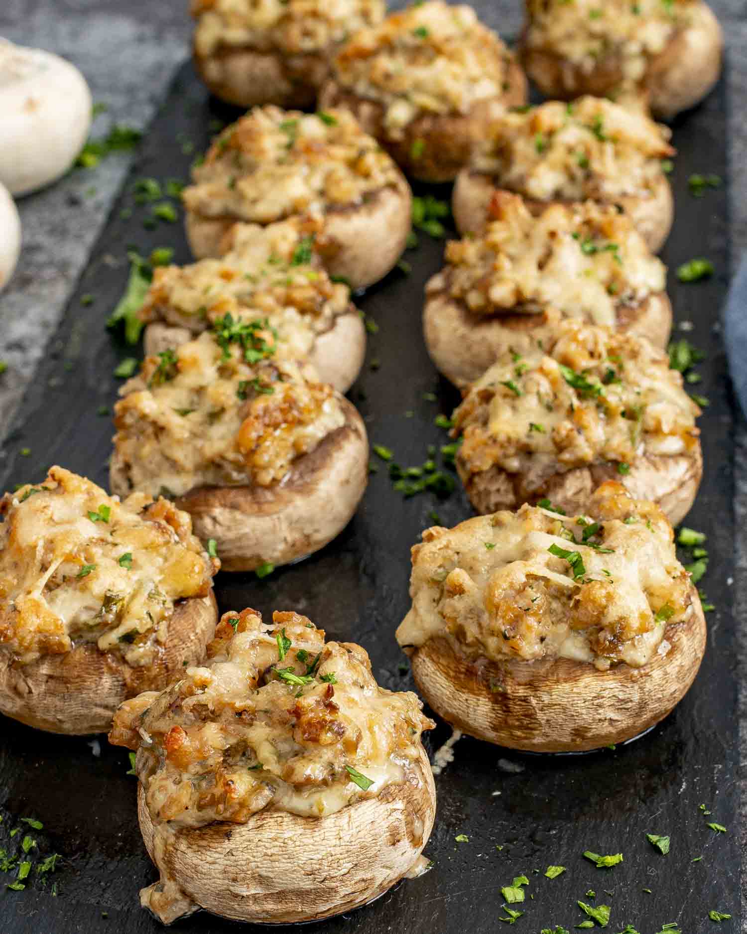 Cheesy Sausage Stuffed Mushrooms