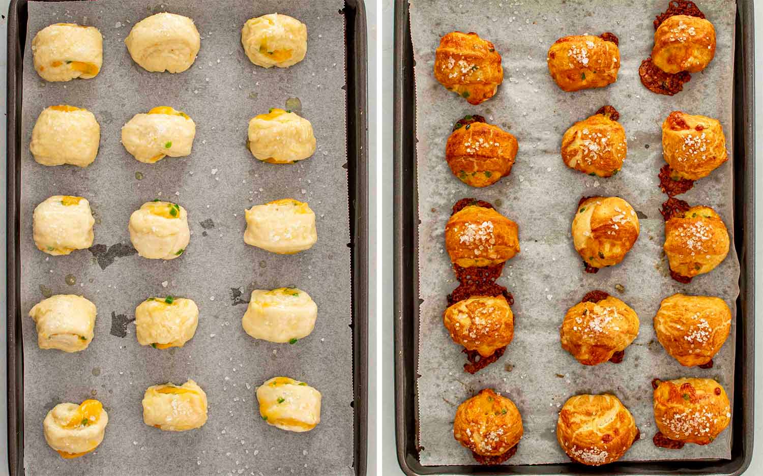 process shots showing how to make cheesy jalapeno pretzel bites.