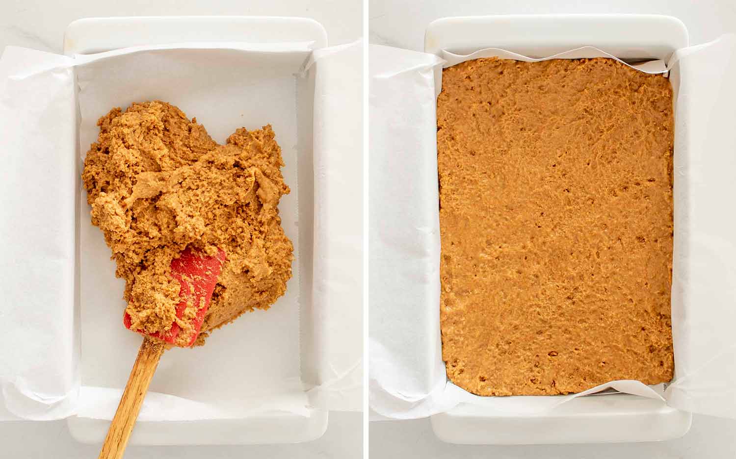 process shots showing how to make lunch lady bars.