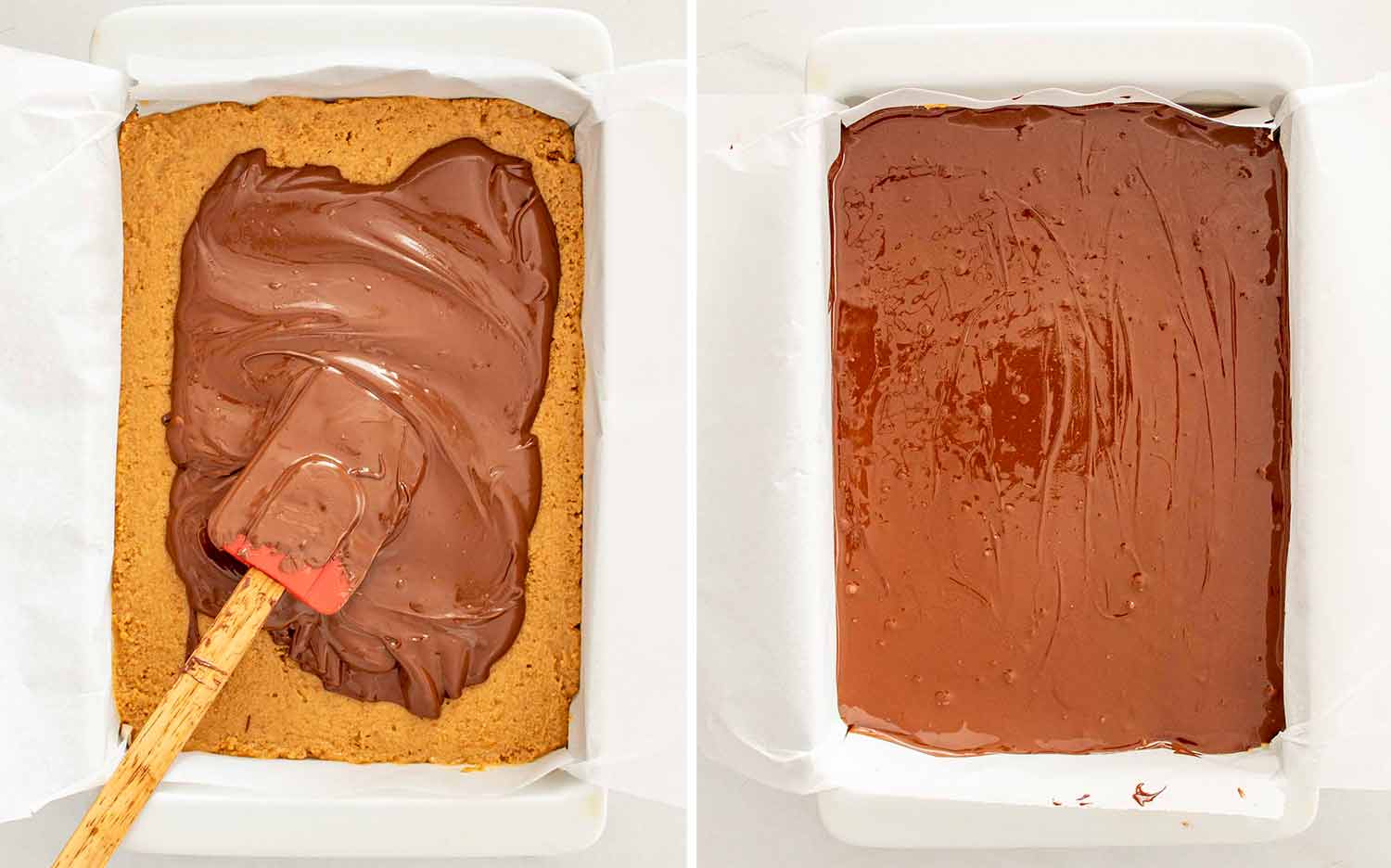 process shots showing how to make lunch lady bars.
