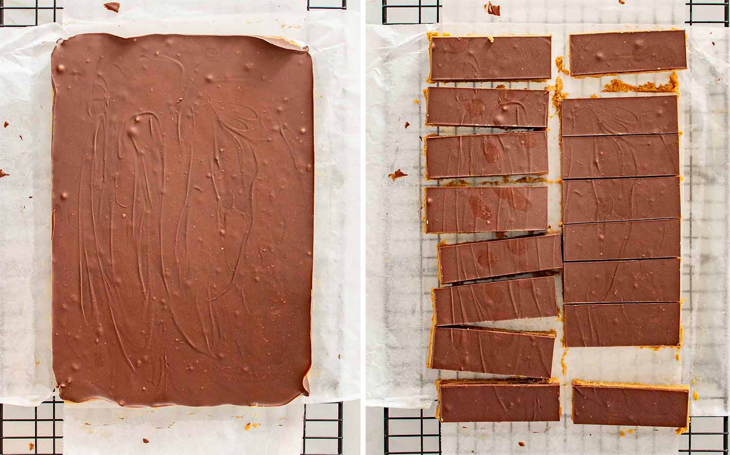 process shots showing how to make lunch lady bars.