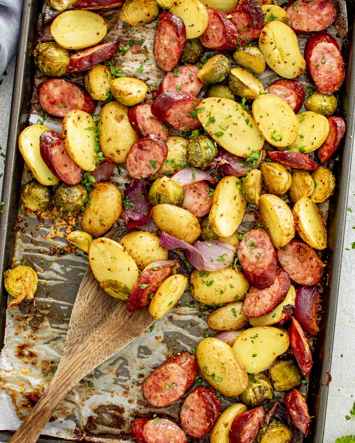 Sheet Pan Maple Mustard Sausage and Potatoes