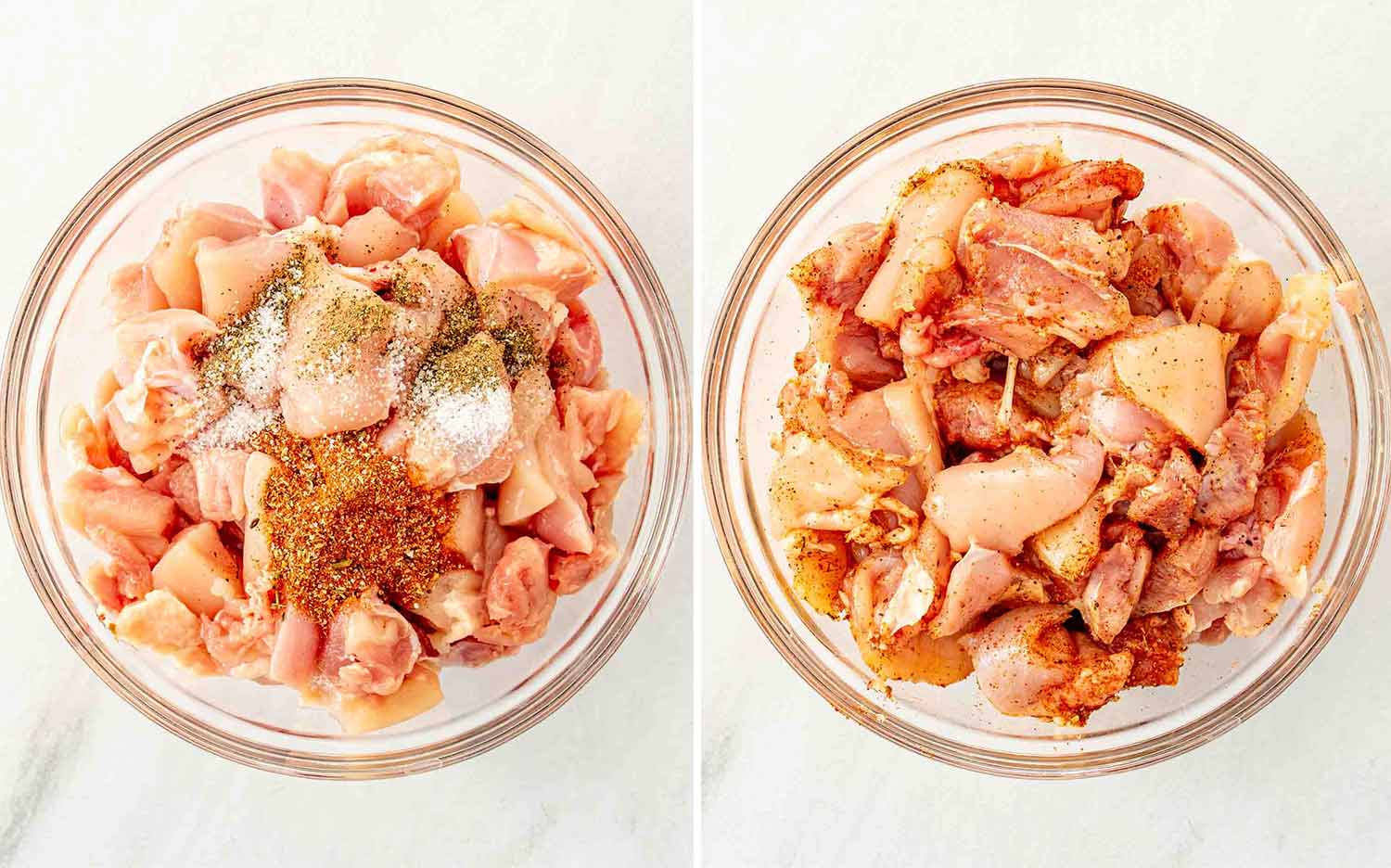 process shots showing how to make creamy cajun chicken pasta.