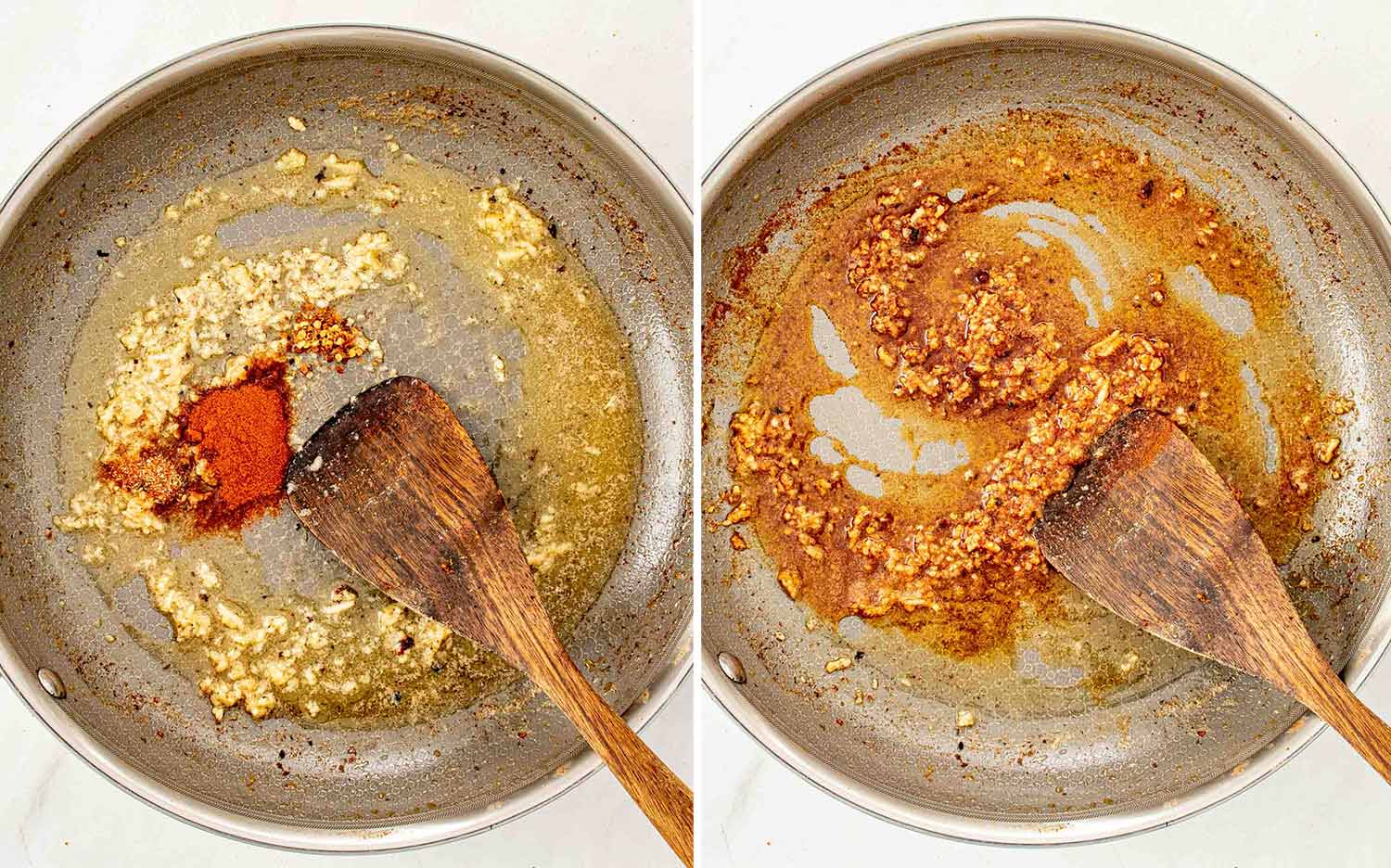 process shots showing how to make creamy cajun chicken pasta.