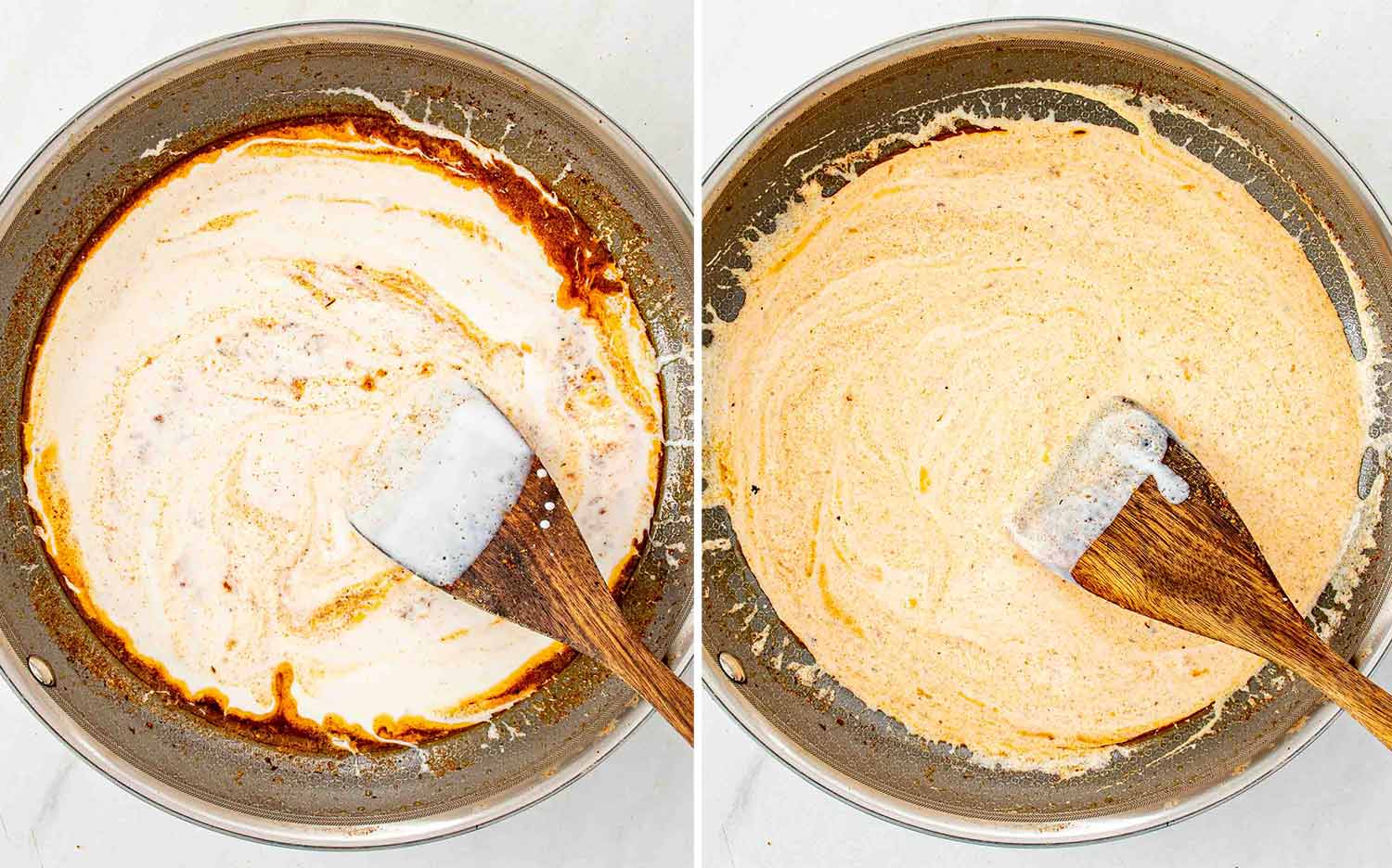 process shots showing how to make creamy cajun chicken pasta.