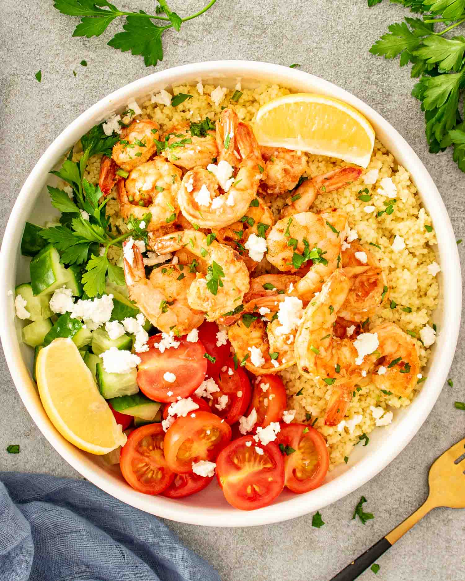 Garlic Shrimp Couscous Bowls