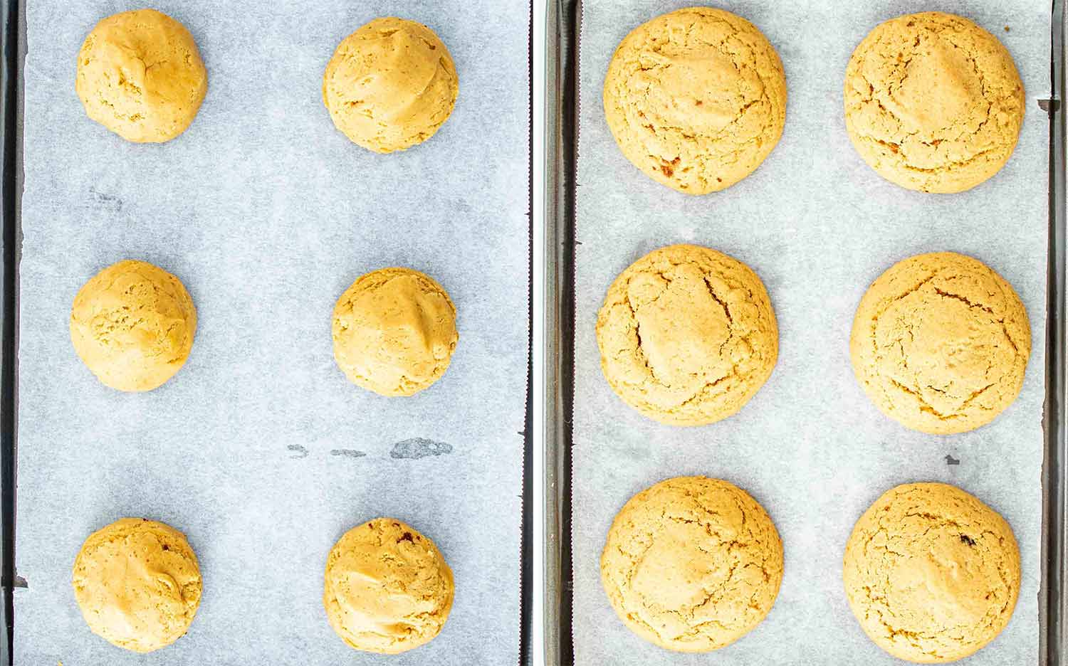 process shots showing how to make cinnamon roll cookies with cream cheese glaze.