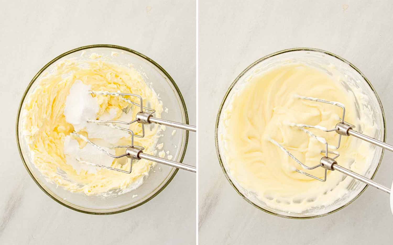 process shots showing how to make cinnamon roll cookies with cream cheese glaze.