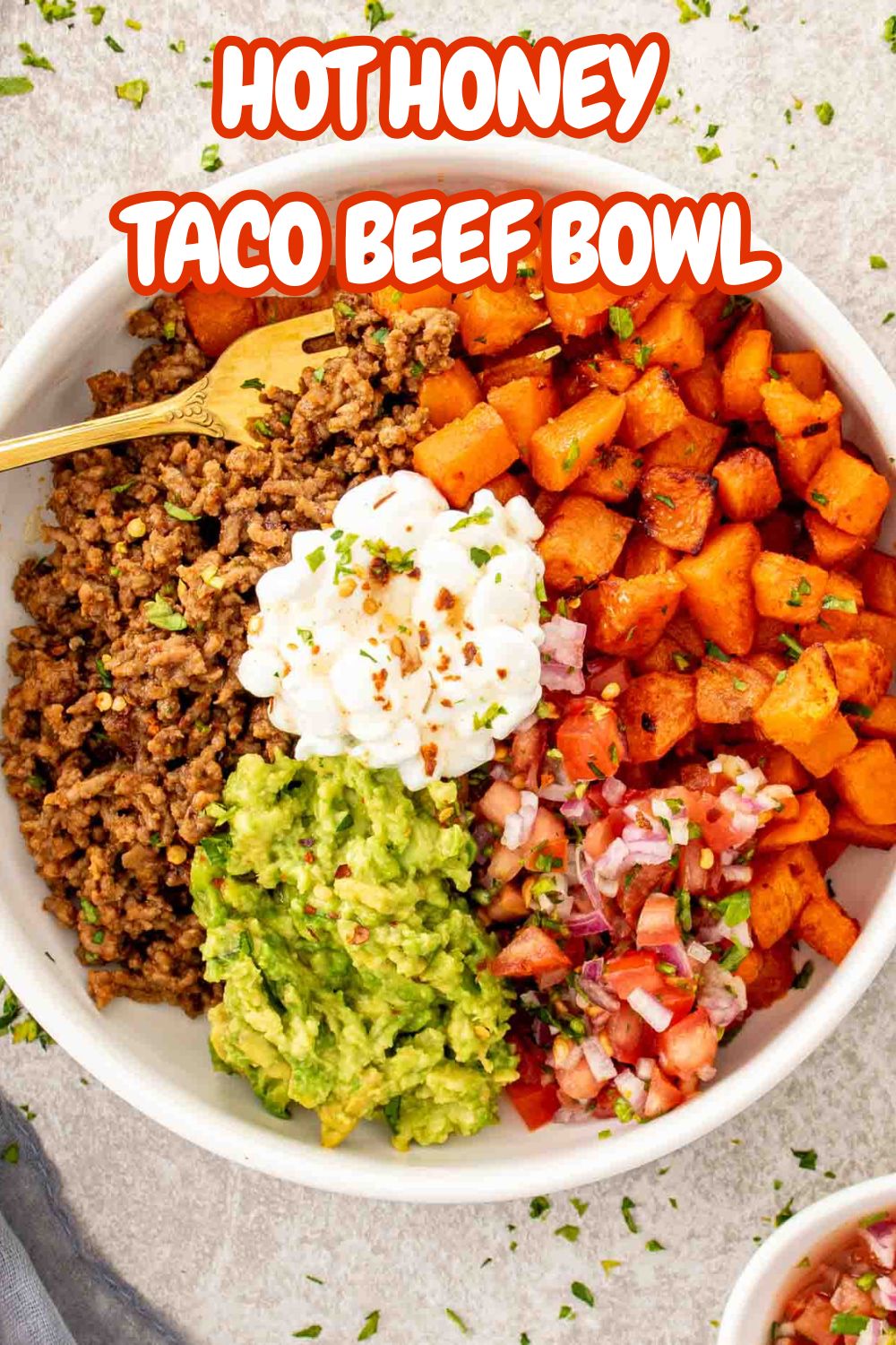 pin for hot honey taco beef bowls.
