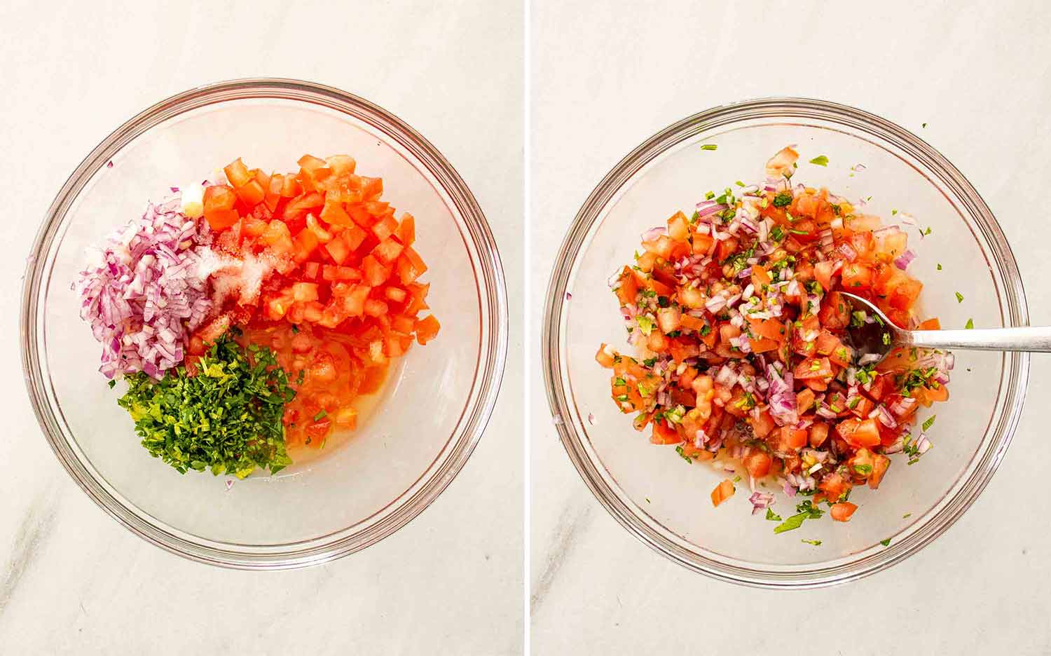 process shots showing how to make hot honey taco beef bowls.