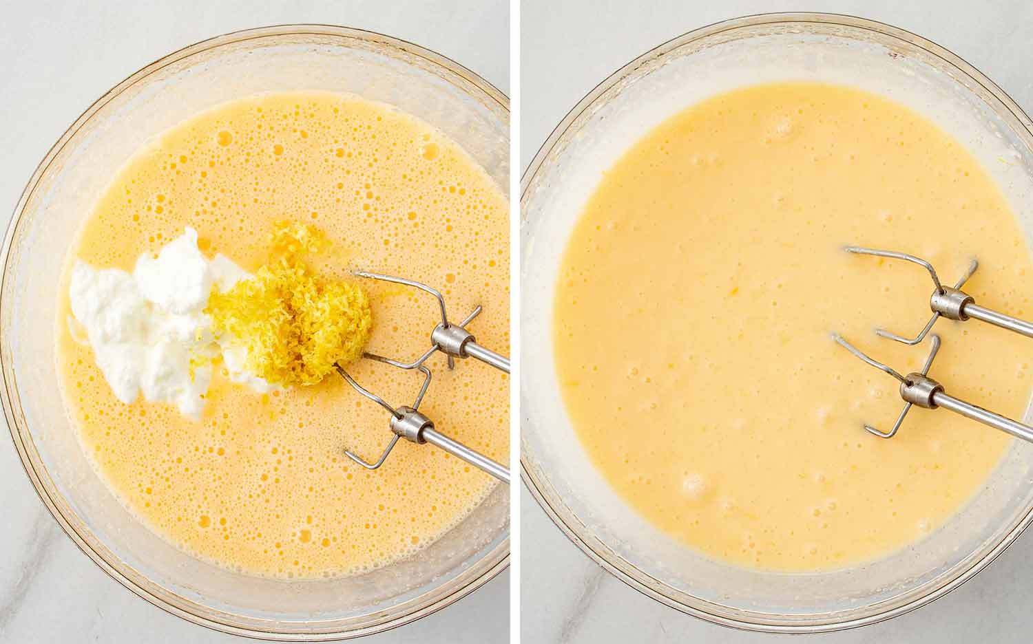 process shots showing how to make jumbo blueberry crumb muffins.