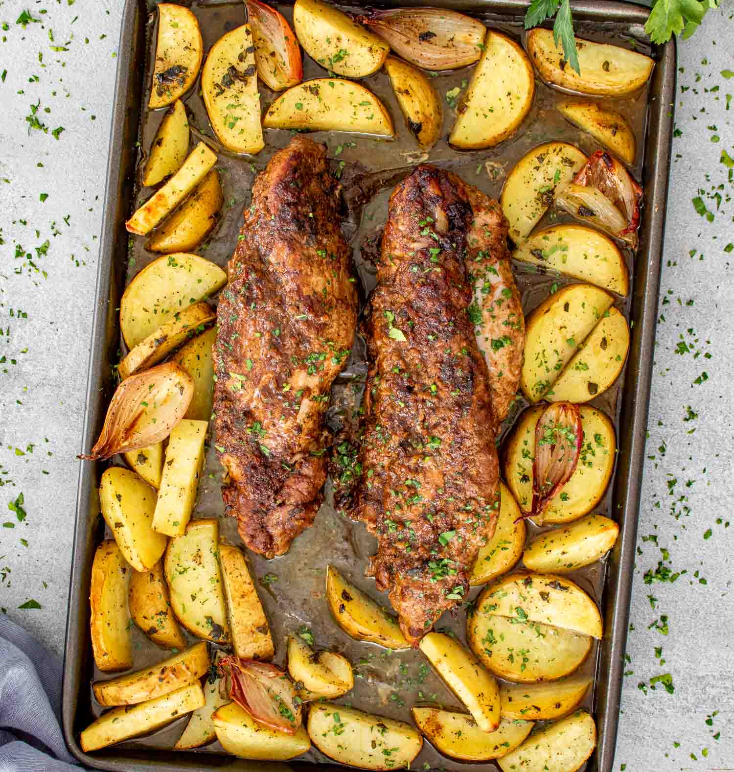 Tuscan Pork Tenderloin Sheet Pan Dinner