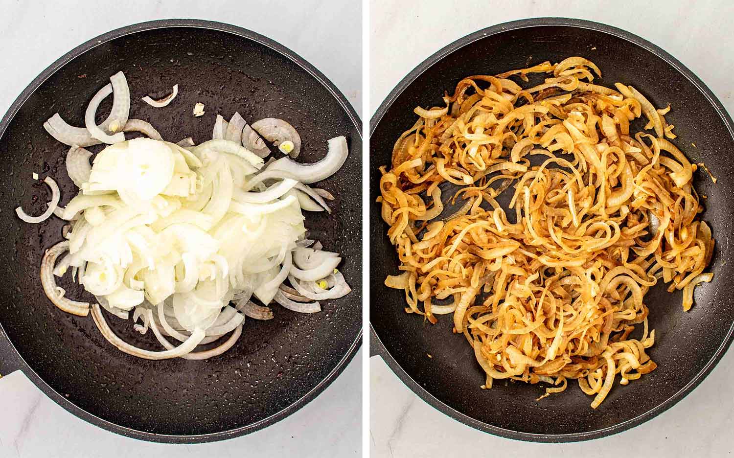 process shots showing how to make beef and o