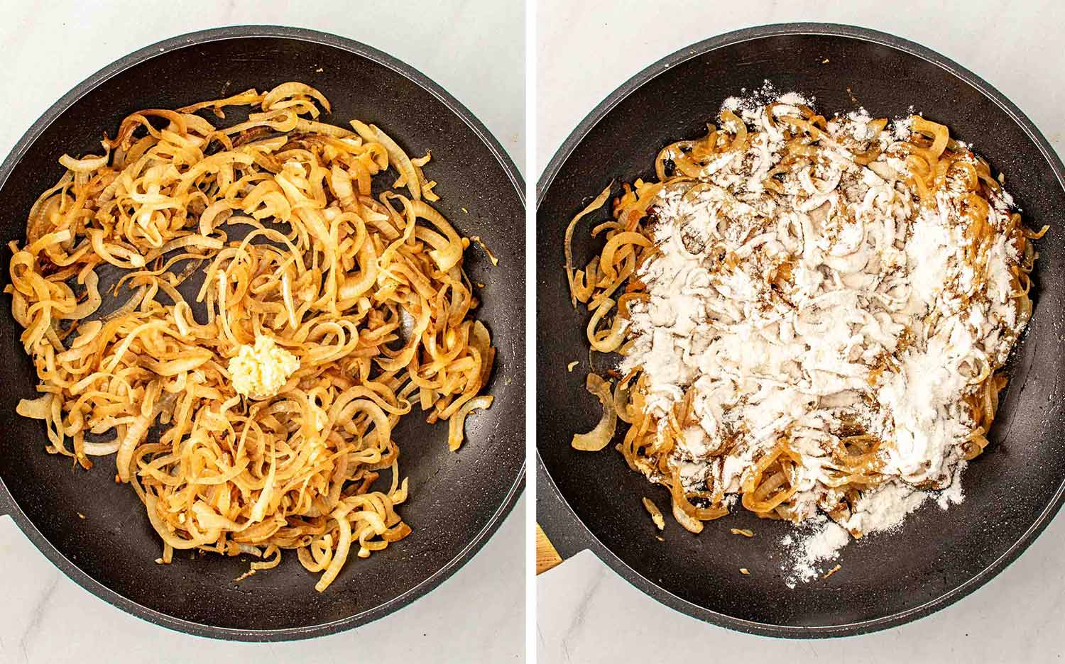 process shots showing how to make beef and o