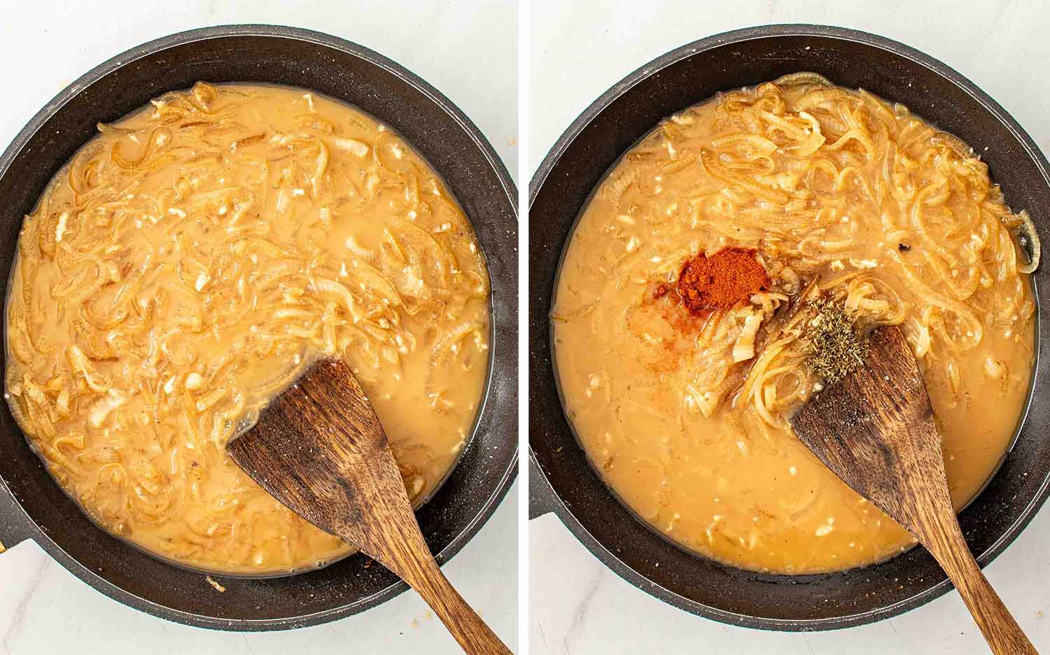 process shots showing how to make beef and o