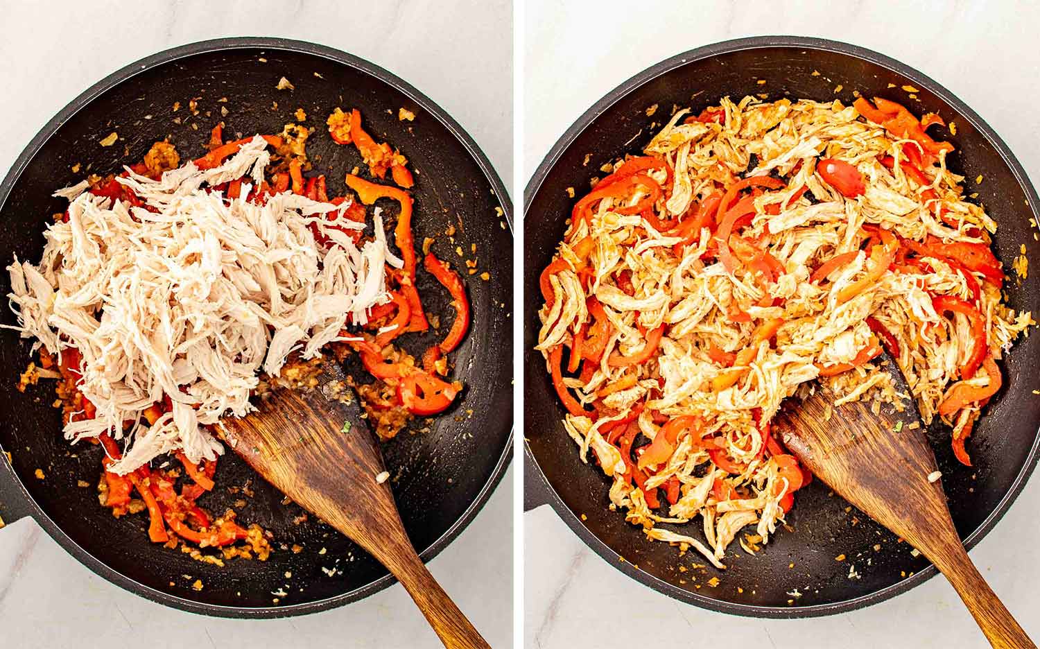 process shots showing how to make chicken quesadillas.
