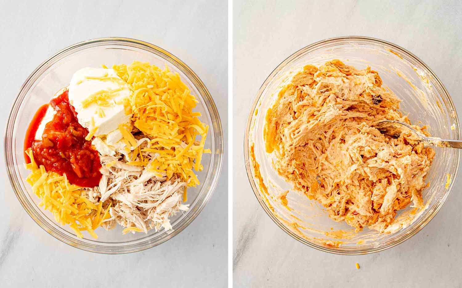 process shots showing how to make chicken taquitos.