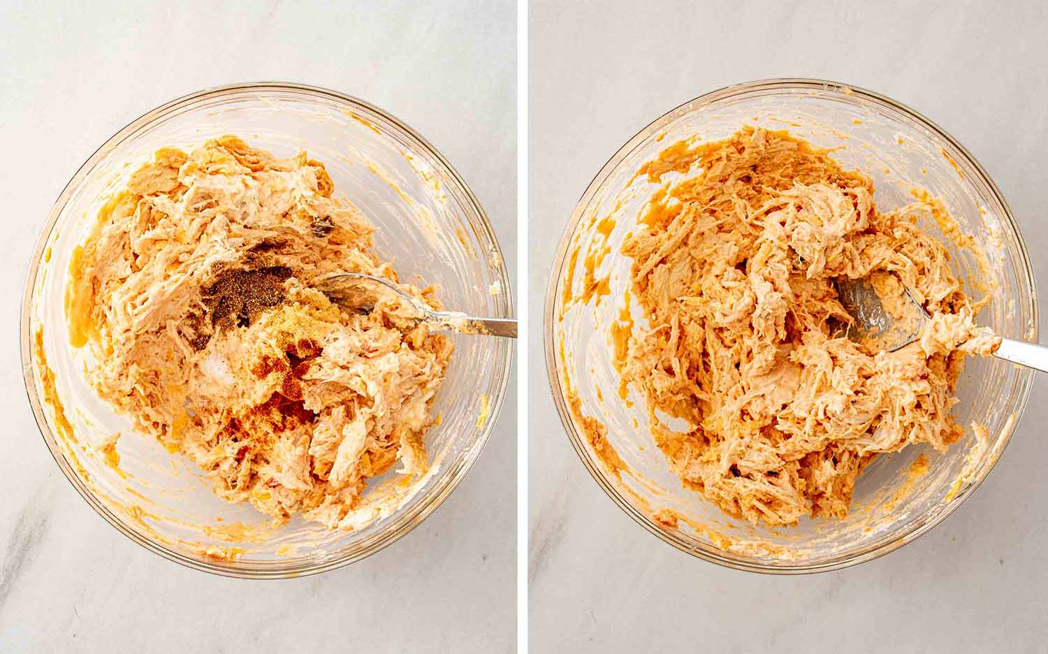 process shots showing how to make chicken taquitos.