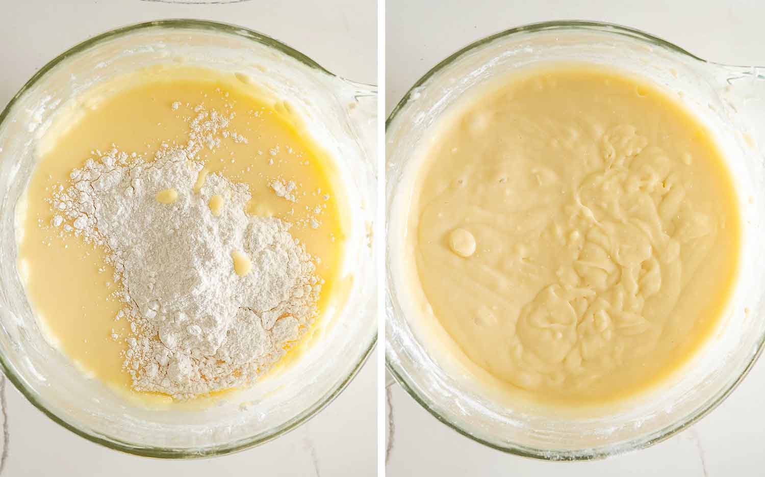 process shots showing how to make pineapple cream cheese pound cake.