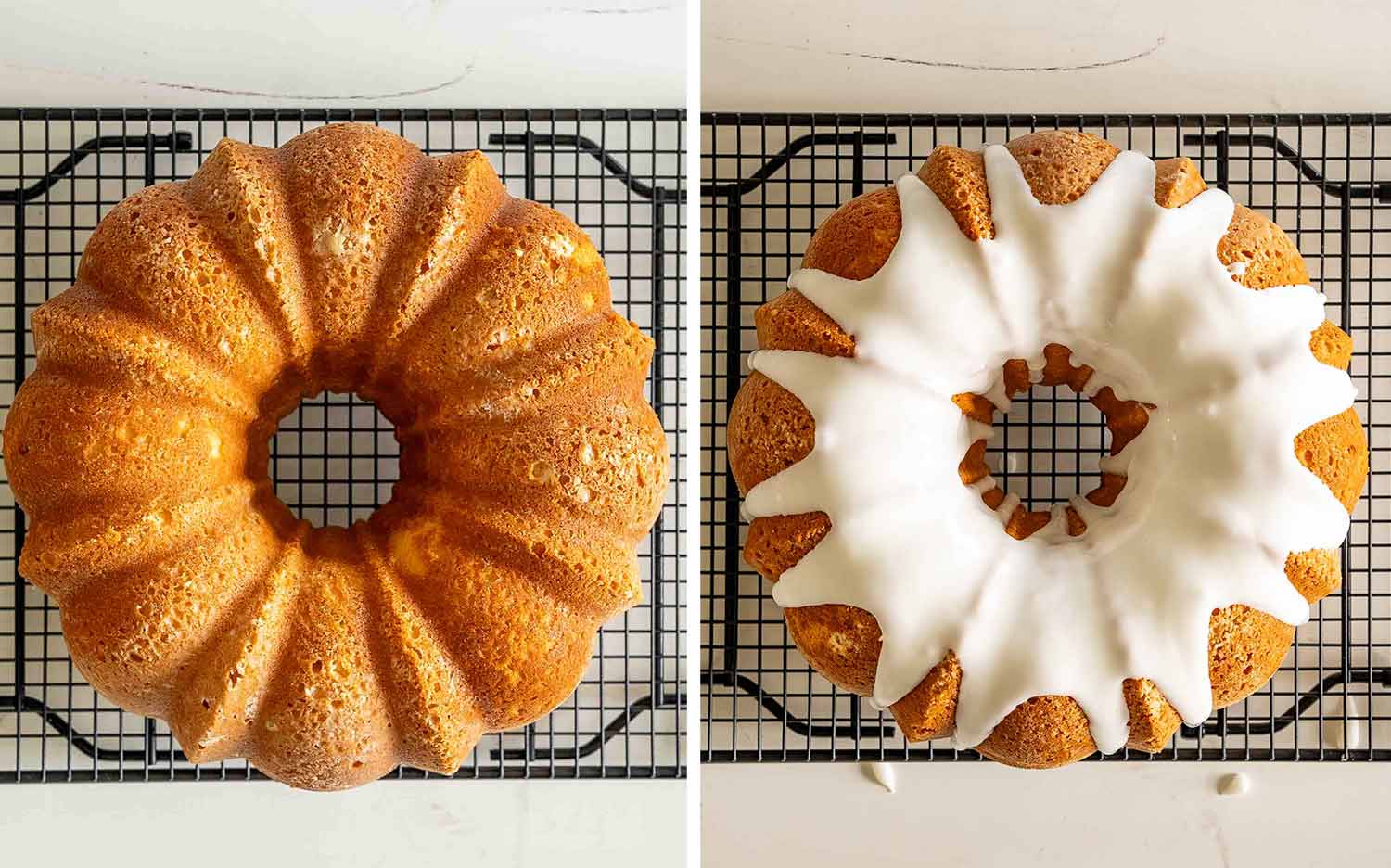 process shots showing how to make pineapple cream cheese pound cake.