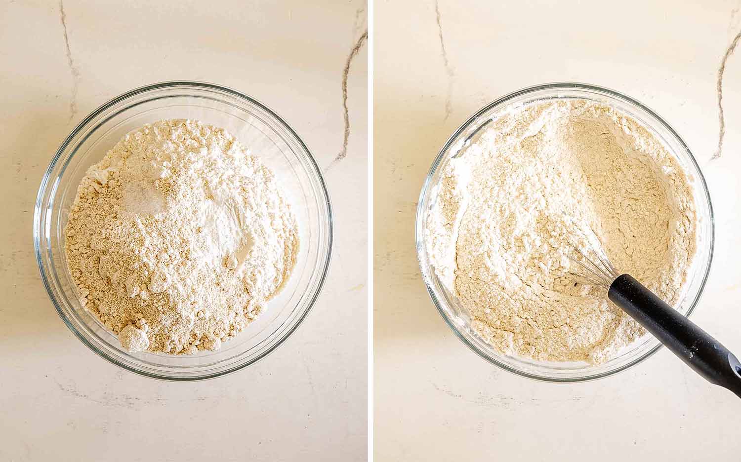 process shots showing how to make almond croissant bars.