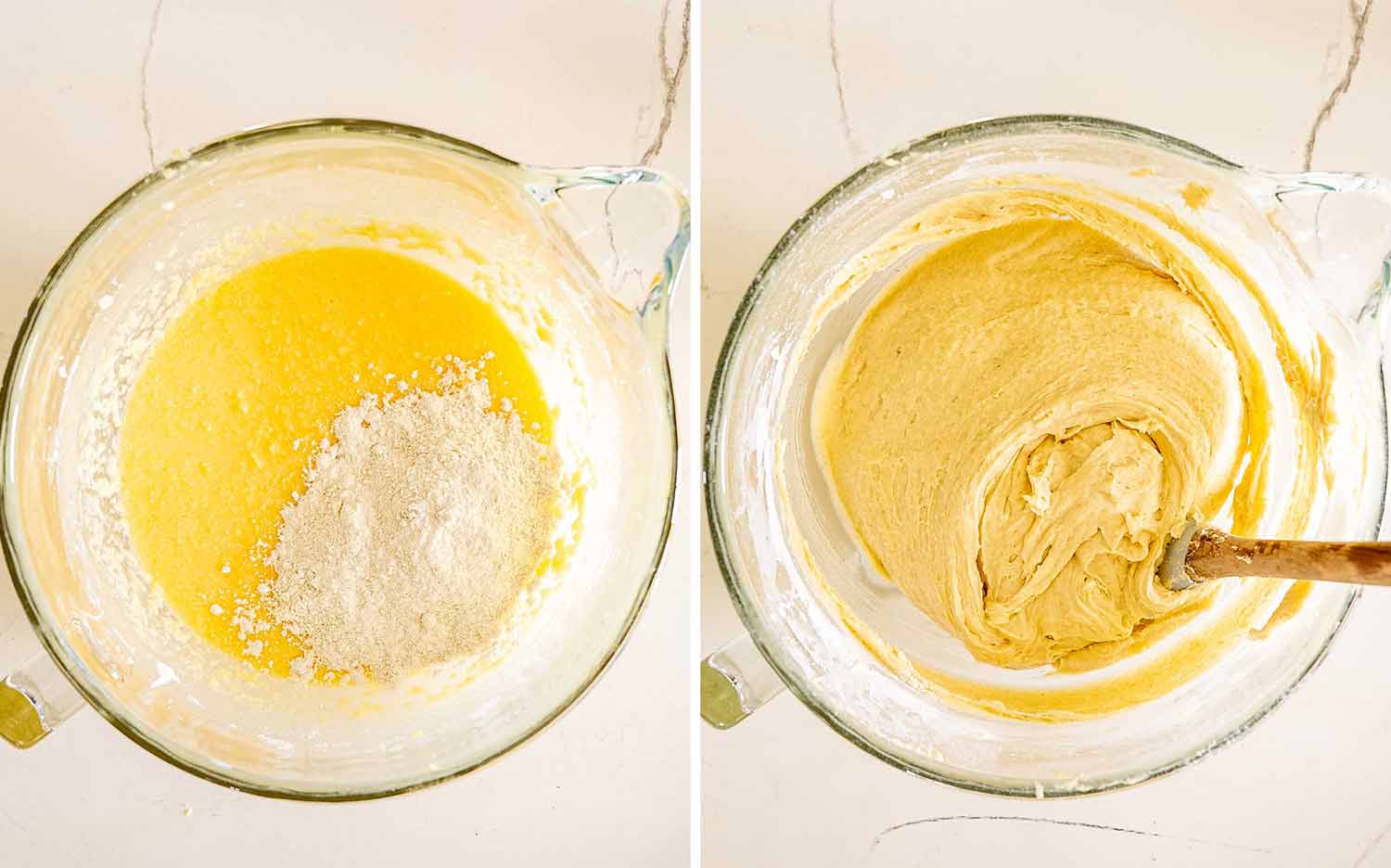 process shots showing how to make almond croissant bars.