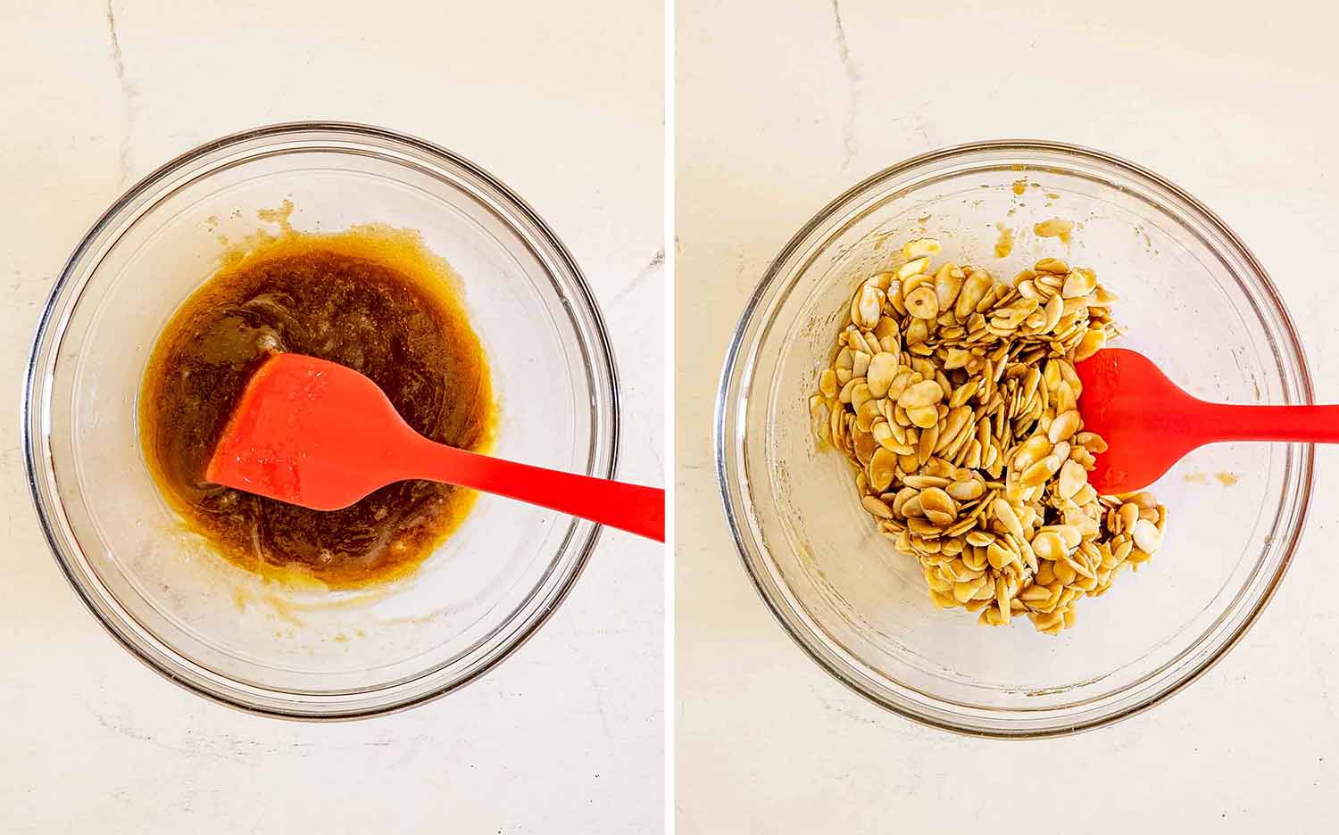 process shots showing how to make almond croissant bars.