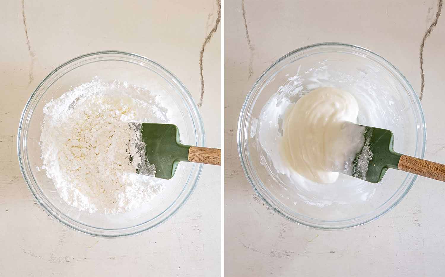 process shots showing how to make almond croissant bars.