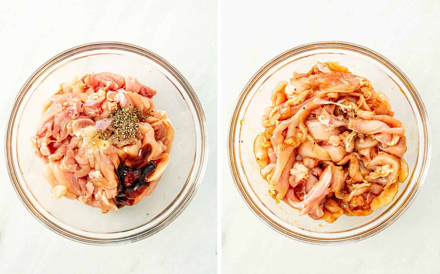 process shots showing how to make weeknight chicken noodle stir fry.